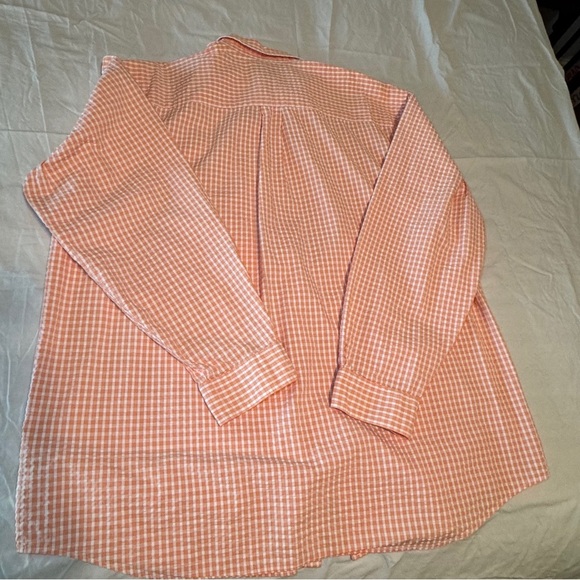 LL Bean Men's Orange Checkered Shirt size XL - Picture 6 of 10